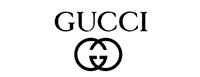 The image shows a logo with the text  GUCCI  in uppercase letters, and below it is a graphic design featuring interlocking  G s.