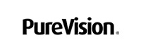 The image shows a logo with the text 'purevision' in capital letters, followed by a stylized representation of the word 'purevision' in lowercase. The logo is set against a gradient background that transitions from white at the top to gray at the bottom.